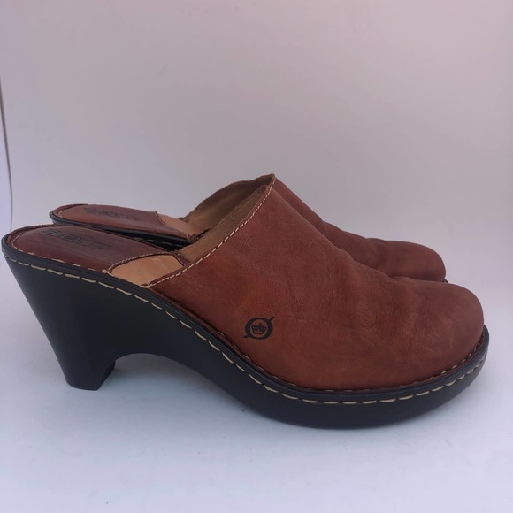 Born Mule Clog Brown Leather Slip On Women's Sz 10 - Picture 1 of 10